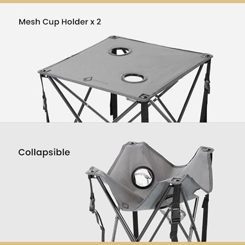 ARROWHEAD OUTDOOR 26” (66cm) Portable Camping Folding Table, 2 Cup Holders, Square, Carrying Case, Steel Frame, High-Grade 600D Canvas 5