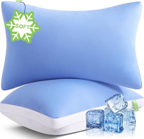 MEELUS Silky Soft Pillows Queen Size Set of 2, Luxury Hotel Down Alternative Bed Pillows 2 Pack for Side Back Stomach Sleepers, Gusseted Supportive, Machine Washable, Cooling Blue, 20" x 30"