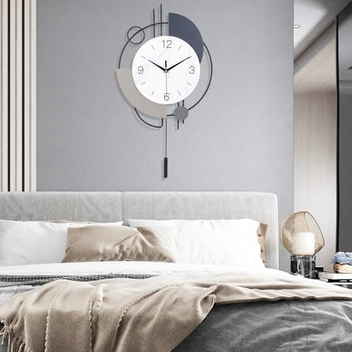 Dankeit Wall Clock, Silent Non-Ticking Quality Quartz Battery Operated with Pendulum, Large Wall Clock for Living Room Kitchen Home Bathroom Bedroom Wall Decor, 13x21.65inch(Black) 7