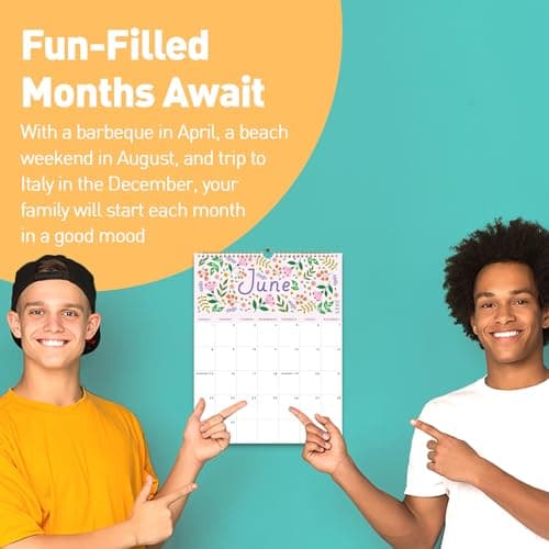 S&O Five Color Floral Wall Calendar from January 2024-June 2025 - Tear-Off Monthly Calendar - 18 Month Academic Wall Calendar - Hanging Calendar to Track Anniversaries & Appointments - 13.5"x10.5”in 9