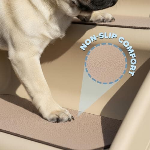 Pet Stairs - Home and Vehicle Foldable Nonslip Dog Steps with 4-Step Design - For Puppies, Kittens, and Other Small Pets by PETMAKER (Tan) 5