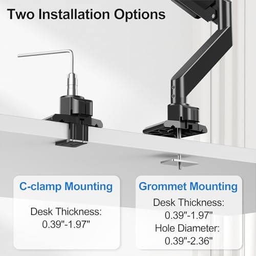 ErgoFocus Heavy Duty Monitor Mount for Max 49 inch Ultrawide Screens, Hold 2.2 to 44 lbs, Premium Single Monitor Arm for Samsung Odyssey G9 and More, Adjustable Gas Spring Desk Stand, VESA Mount 6
