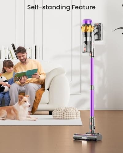 Cordless Vacuum Cleaner, 550W 45KPA 70 Mins Vacuum Cleaners for Home, Self-Standing Cordless Vacuum with Charging Dock Station, LED Display, Upgraded Anti-Tangle Stick Vacuum for Pet Hair/Carpet/Floor 5