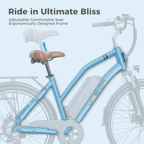 Jasion CB1 Electric Bike for Adults, 1000W Motor Peak Ebike, 450Wh Removeable Battery, 26'' City Cruiser Bicycle, 22 MPH Commuter Women Ebike, 7-Speed Gear 5