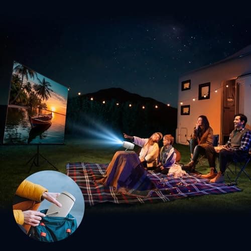 FEARWIKY Mini Portable Movie Projector with WiFi and Bluetooth, 4K 1080P Support, 180° Rotatable 130'' Screen, Auto Keystone Compatible with HDMI/USB/Smartphone/PC/Laptop 8