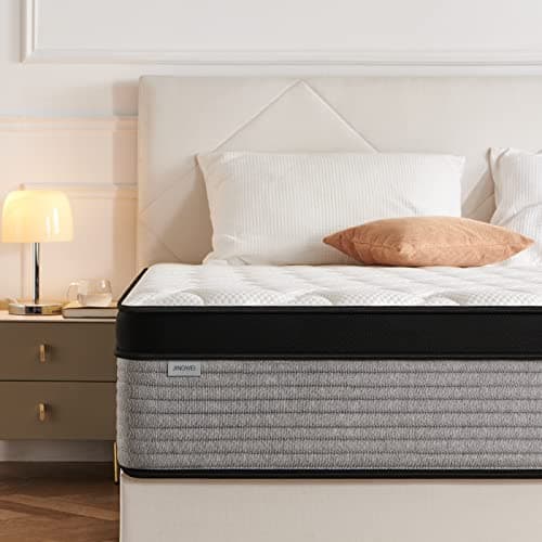 JINGWEI Full Mattress, 12 Inch Innerspring Hybrid Mattress in a Box, Individually Pocket Coils for Motion Isolation & Cool Sleep, Full Bed for Back Pain, Medium Firm, Full Size Mattress