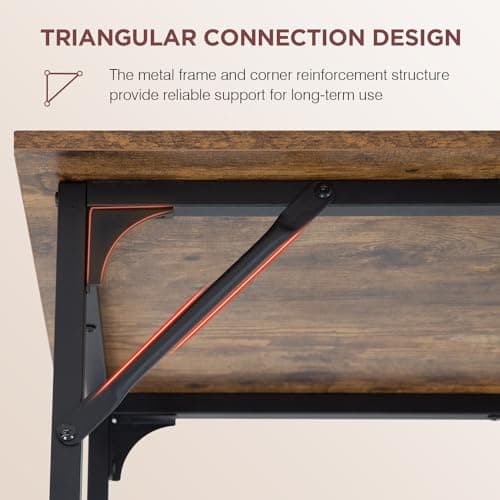 PayLessHere | 39 Inch Computer Desk | Brown | Office Desk with Metal Frame, Adjustable Feet | Water-Resistant, Scratchproof Surface | Sturdy Writing Table for Home Office or Study | Pack of 1 6