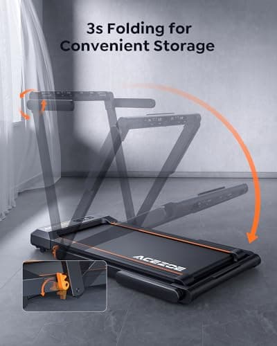 Acezoe 2 in 1 Foldable Treadmill for Home, Under Desk With 12 HIIT Modes, Workout APPs and Touch Screen, 2.5HP Walking for Home Office, 265lbs Capacity, Installation-free 7
