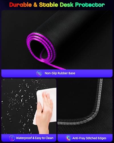 abc.mat 3-in-1 RGB Gaming Mouse Pad with Magnetic Wireless Charging, 31.5"x15.8" Large, 24 Light Effects, Non-Slip Base, Waterproof Ultra-Smooth Surface, No Adapter 6