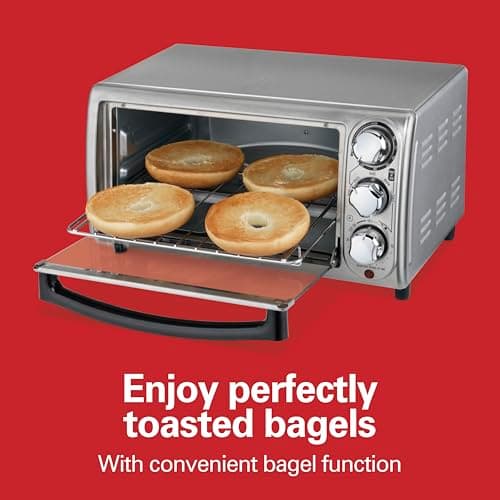 Hamilton Beach 4-Slice Toaster Oven with 5 Cooking Modes (Bake, Broil, Keep Warm Toast & Bagel) with Stay On & Auto Shutoff, 2 Rack Positions, 1100 Watts and 3 Accessories, Stainless Steel (31143) 7