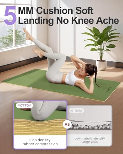 YOTTOY Yoga Mat,Non-Slip Hot Yoga Mat with Anti-Tear Design and Friendly Natural Rubber Mat with Strap and Bag (Green) 5