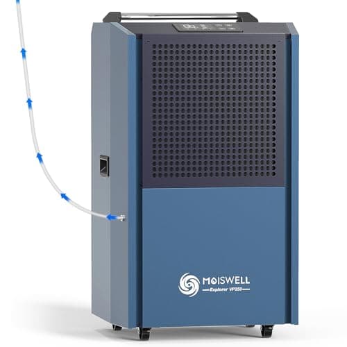 Moiswell 250 Pints Commercial Dehumidifier with Pump for Large Spaces, Industrial Heavy Duty Dehumidifiers with Drain Hose for Basements Warehouse Water Damage Restoration, 5-Year Warranty