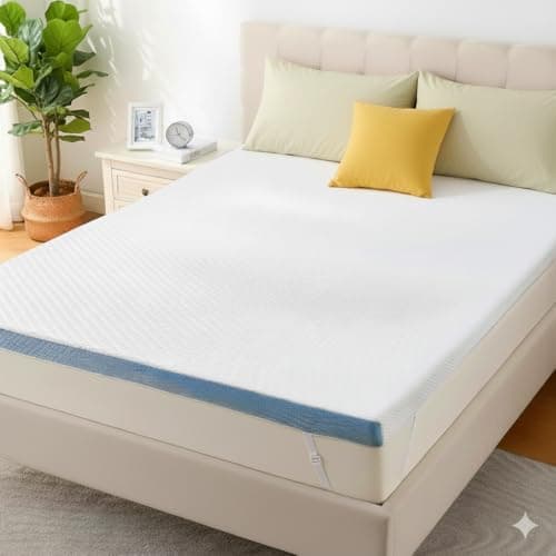 Marsail Twin Size Memory Foam Mattress Topper, 3 Inch Cooling Gel Infused Mattress Topper with Soft Cover, CertiPUR-US and Oeko-TEX Certified, Suitable for Sofa, RV, Camping