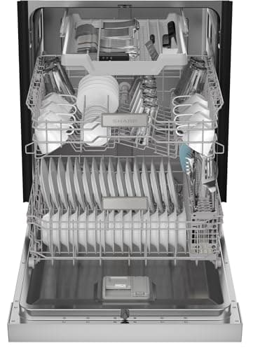 Sharp SDW6506JS 24-inch Stainless Steel Dishwasher, 49 dB, Third Rack, 12 Place Settings, Front Touch Controls 14