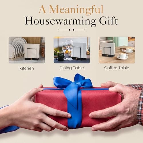 Napkin Holder for Table - Modern Black Napkin Dispenser, Bamboo and Iron Design, Non-Slip, Suitable for Kitchen, Dining, Farmhouse, Cocktail, Picnic, Bar, Outdoor Use - Holds Paper Napkins, Mail, Bill 6