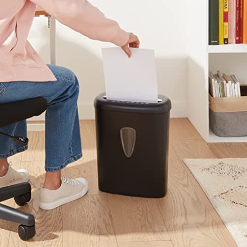 Amazon Basics 8 Sheet Cross Cut Paper and Credit Card Shredder with 4.1 Gallon Bin, Black 7