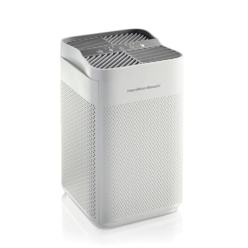 Hamilton Beach Air Purifier For Home With 2 TrueAir EverLasting Reusable Filters, For Medium Rooms Up To 827 sq. ft., Protects From Allergens, Odors, Irritants, Dust, Smoke, Pollen, White (20150)