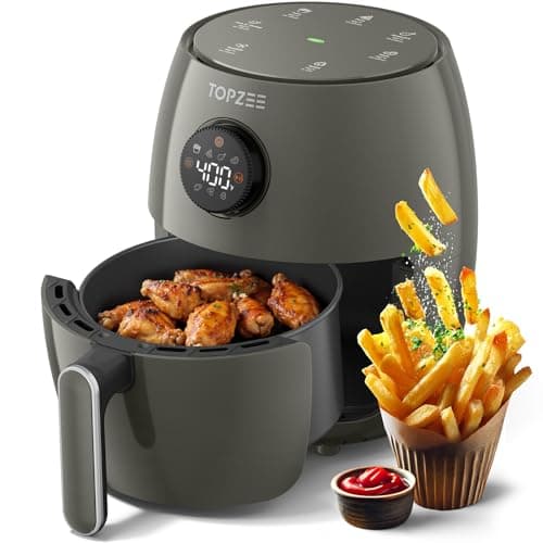 Small Compact Air Fryer, 2.1QT, 4-in-1 Small Mini Airfryer, Bake, Roast, Reheat, 98% Less Oil, Adjustable Temperature Control w/ 60min Timer, Quiet, Nonstick & Dishwasher Safe, BPA-Free, Grey