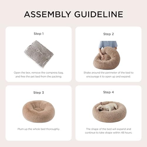 Bedsure Calming Dog Bed Medium Size Dog - Donut Washable Medium Pet Bed, 30 inches Anti-Slip Round Fluffy Plush Faux Fur Cat Bed, Fits up to 45 lbs Pets, Camel 6