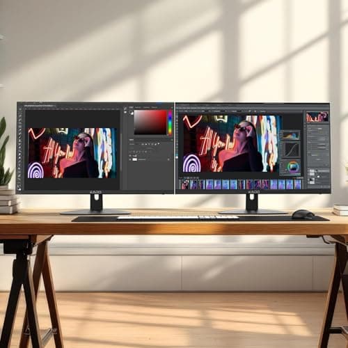 Kado Dual Monitor Setup - 2-Pack 27" 1920x1080 Computer Monitor 75Hz VESA Mount HDMI Office Gaming Hybrid Built-in Speakers (E27X Dual Series) 3