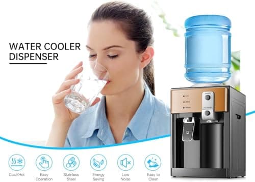 Housiwill Countertop Water Dispenser, Top Loading Water Cooler for 1.2 to 5 Gallon, 3 Temperature Settings Room Temperature Water Cold Hot Water Dispenser, Suitable for Home, Office, Dorm Bedside Use 6