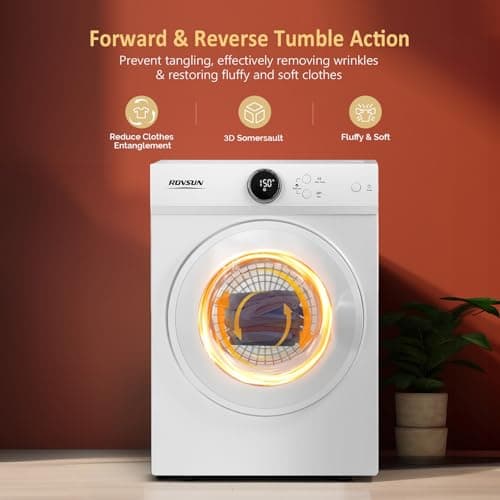 ROVSUN 17.8LBS Full-Automatic Washing Machine and 1.8CuFt Portable Clothes Dryer Set, Compact Laundry Washer and Dryer Combo Set with Stainless Steel Inner Tub, for Apartment, Dorm, Home 6