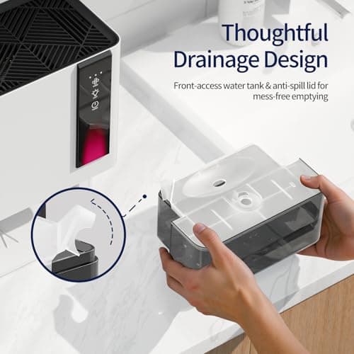 TOPZEE Dehumidifier for Home, Small Quiet Dehumidifiers for Bedroom, Bathroom, Basement, Up to 1000 Sq. Ft, Auto Shut-Off & Defrost, 7 Colors LED Light 5