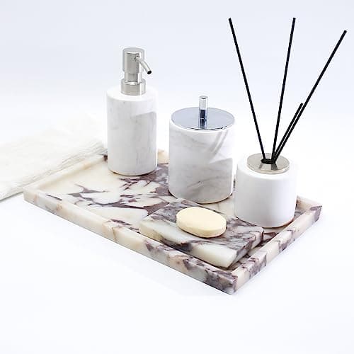 Real Luxurious Natural Marble Vanity Tray Genuine Marble/Stone Storage Tray for Home Decor Bathroom/Kitchen/Vanity/Dresser Non-Resin/Non-Ceramic 5