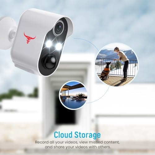Outdoor Security Camera, Battery Powered Wireless Camera, Cloud Storage Sold Seperately, Color Night Vision, 2-Way Audio, Smart AI Motion Detection, 2.4G WiFi (2 Lights) 6