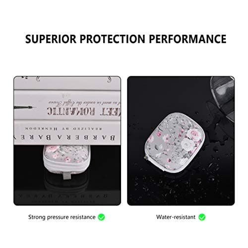 Earbud Case, AIRSPO Airpods 4 Case Airpods Pro 3rd Generation Earphone Organizer Carrying Case Small Storage Bag Hard EVA Shockproof Cover with Carabiner Clip (Grey Pink Rose) 6