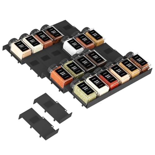 Famhap Spice Drawer Organizer, 24PCS Interlocking Expandable Seasoning Rack Tray Insert for Kitchen Drawers, Spice Rack Drawer for Spice Jars