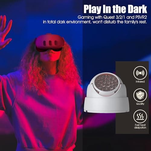 Orzero Ir Illuminator Infrared Light Compatible for Quest 3, Quest, Quest 2, PSVR2, Enhance Hand Tracking Immersive No-Light Disturbance Increase Tracking Sensitivity with Power Adapter - White 7