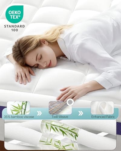 ChiXpace Dual Layer 4 Inch Memory Foam Mattress Topper Queen - 2 Inch Gel Memory Foam and 2 Inch Pillow Top Mattress Pad, 7-Zone Egg Crate Queen Size Mattress Topper(White) 2