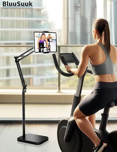 BluuSuuk Tablet Floor Stand with 11lb Stable Base - Adjustable Height Stretchable Arm Swivel Holder Mount, Compatible with iPad Pro Air Mini 12.9/9.7, Kindle, Galaxy Tab, Cell Phones (4.7''-13'') 7