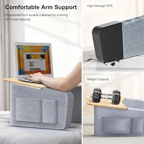 Lap Desk for Adults with Arm Rests,Ergonomic Laptop Pillow Stand for Bed,Couch,Floor,Large Table for Long Hours Work,Eating,Gaming,Reading and Writing,Lap Laptop Desk for College Dorm Room 5