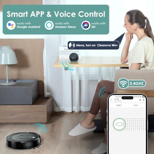 KOZVIX W6+ Robot Vacuum Cleaner,2800Pa Suction,720ml Large Capacity,120 Mins Runtime,Self-Charging Slim Robotic Vacuums,APP/Voice/Remote Control,No Entanglement Suction Port Ideal for Pet (Black) 6