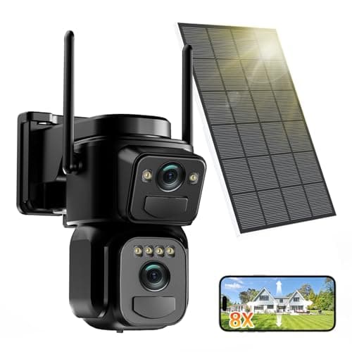 Tutoview Solar Camera Security Outdoor, 2K Dual Cameras for Home Security, black