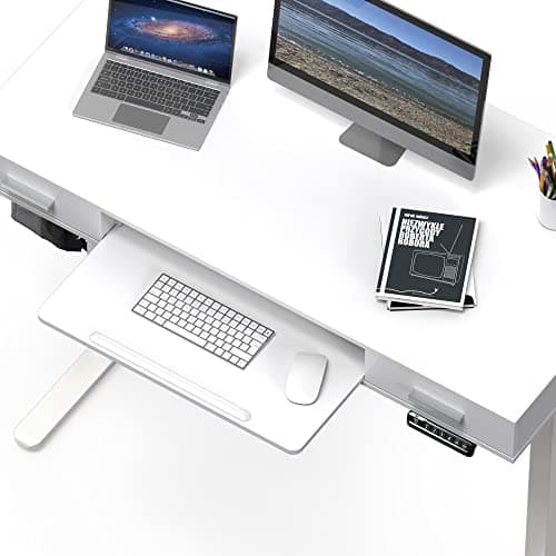 SHW 48-Inch Electric Height Adjustable Desk with Keyboard Tray and 2 Drawers, White 8