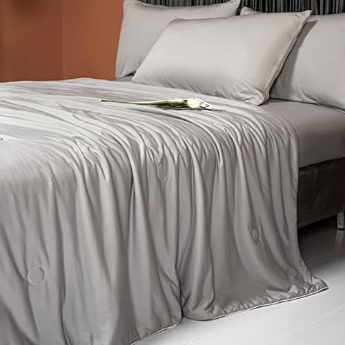 LLanCL Cooling Blankets for Hot Sleepers - Cool Like Ice Cream Blanket for Summer, Lightweight Double-Sided Cooling Comforter Quilt (Queen Size 79" x 91" Grey)