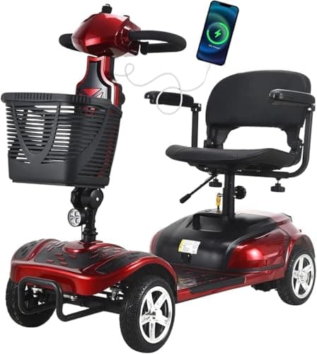 Heavy Duty 4 Wheel Mobility Scooters for Seniors & Adults 350-400 lbs Capacity - 350W All Terrain Fast Mobility Scooter Long Range Power Extended Battery with Charger and Basket Included