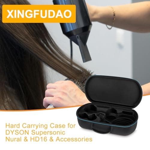 XINGFUDAO Hard Carrying Case Compatible with Dyson Supersonic Nural HD16 Hair Dryer ,Replacement Travel Storage Bag for Hair Dryer Dyson Supersonic HD08 & HD15(black) 6