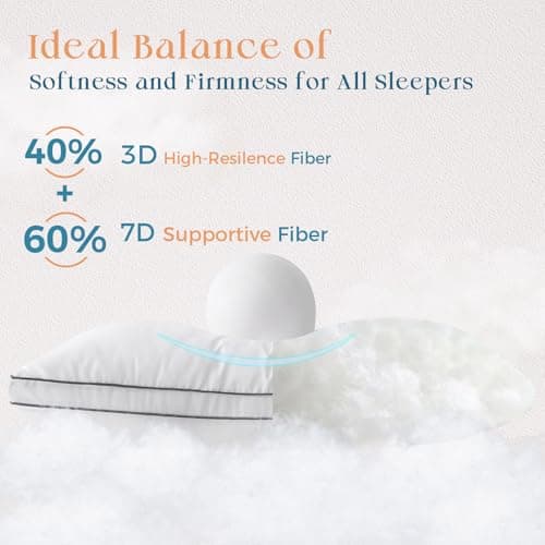 MUXHOMO Bed Pillows King Size Set of 2, Gusseted Sleeping Pillows for Side, Back, and Stomach Sleepers, Hotel Quality, Oeko-Tex Certified Fluffy Supportive Down Alternative Filling, White, 2 Pack 5