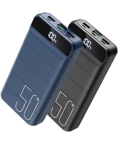 2 Pack Black+Blue:Portable Charger Power Bank 50000mAh Fast Charging 22.5W USB C Battery Pack Charger Portable with 4 Outputs & 3 Inputs High Capacity External Battery Bank for iphone, Samsung, Galaxy