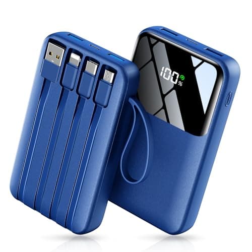 Power Bank, 15000mAh Portable Charger with Built in Cable, 22.5W Fast Charging, 6 Outputs, Slim Travel Essential Battery Pack with LED Display, Compatible with iPhone 16/15/14/13, Samsung, iPad, etc