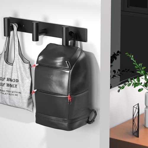 VINHOLD Wall Mounted Coat Rack-3 Hooks, Heavy Duty Stainless Steel Wall Hooks for Towel Coat Bag, Hat Rack Coat Hanger Coat Hooks Towel Racks for Bathroom Entryway Kitchen Hotel Office (Black, 1 Pack) 6