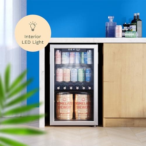 hOmeLabs Beverage Refrigerator and Cooler - 120 Can Mini Fridge with Glass Door for Soda Beer or Wine - Small Drink Dispenser Machine for Office or Bar with Adjustable Removable Shelves 5