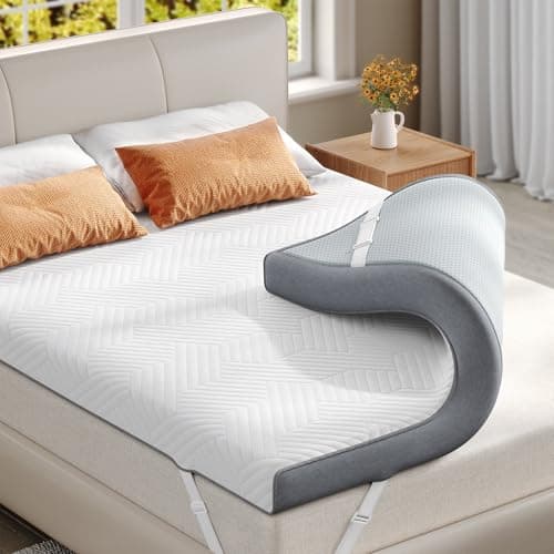 EnHomee Memory Foam Mattress Topper,4 Inch Twin Mattress Topper Pressure Relief with Cooling Gel and Removable & Washable Embossed Cover, CertiPUR-US & Oeko-TEX Certified, White, Twin