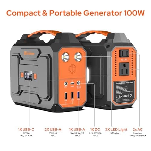 Portable Power Station with Foldable 40W Solar Panel, 100W Solar Powered Generator with Panels, AC Outlet Camping Solar Power Bank 146Wh DC Battery Pack for Smart Device RV Outdoor Power Outage 5