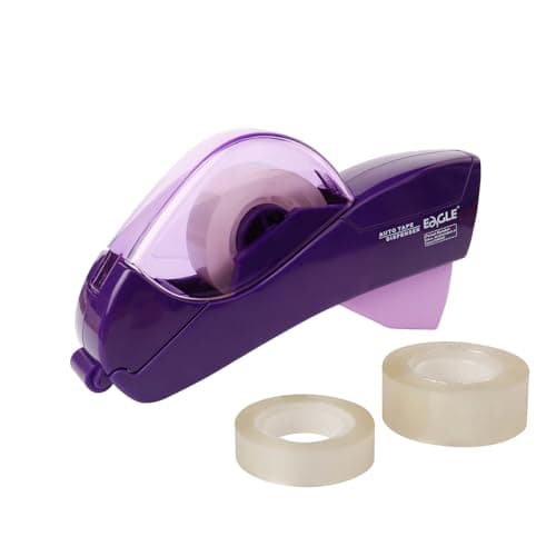 Eagle Automatic Tape Dispenser, Tape Gun, Single Handheld Design, Free 1 Roll of 0.5 Inch (12 mm) and 1 Roll of 0.75 Inch (19 mm) Tapes (Purple) 8