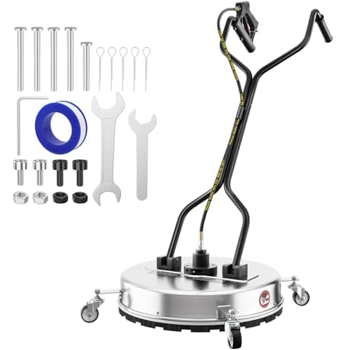 24''Pressure Washer Surface Cleaner,4500PSI Power Washer Surface Cleaner Attachment with Wheels,Dual Handle,Stainless Steel Housing, 3/8''Quick-Connect for Driveway Sidewalk Curb Deck Patio Cleaning
